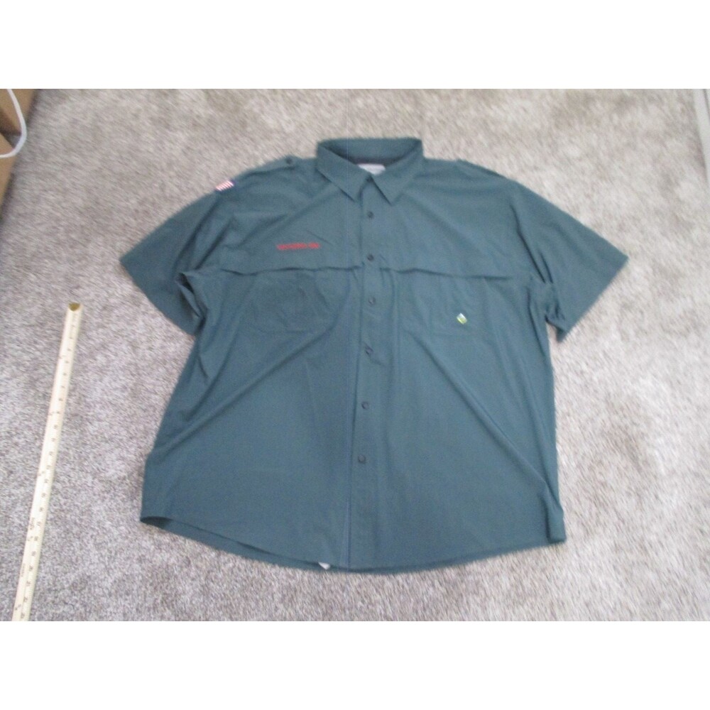 Boy Scouts Venturing Uniform Shirt BSA Green Nylon Vented Stretch Scout Mens 3XL